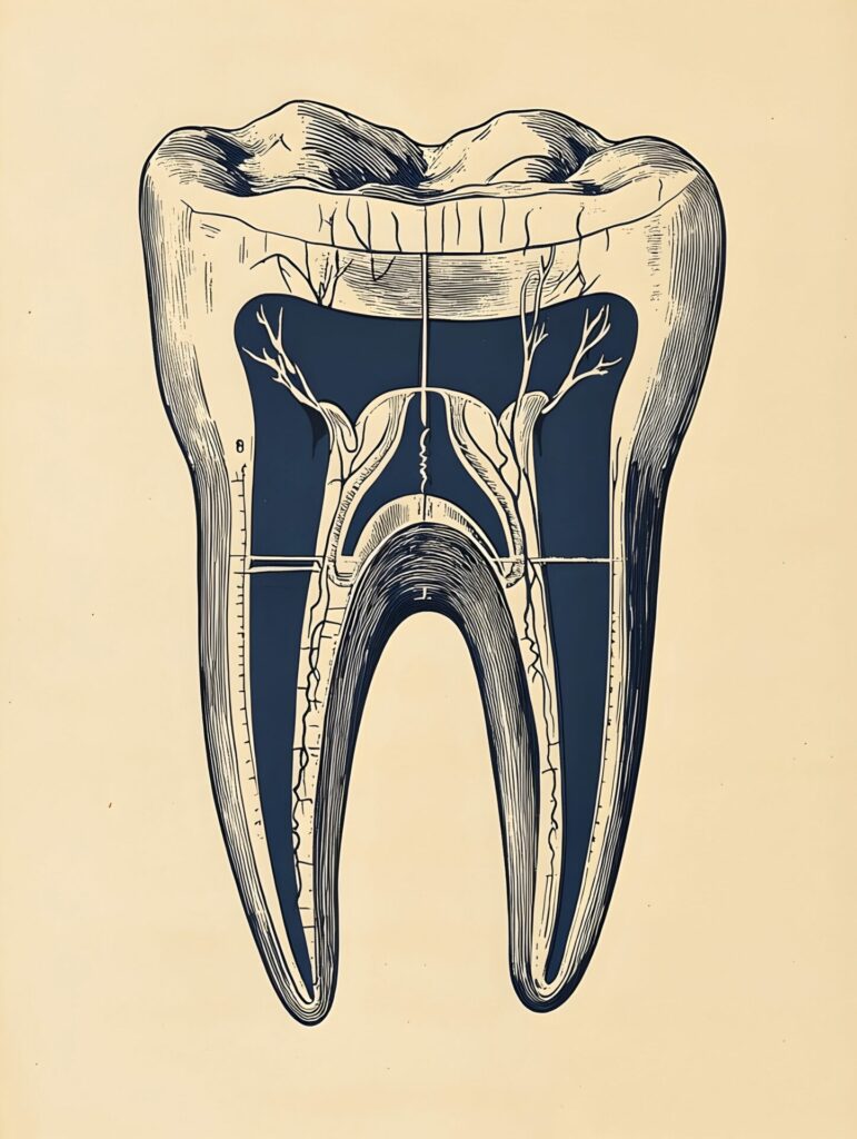 Schéma de la structure interne d'une dent (image générée par IA) © Freepik